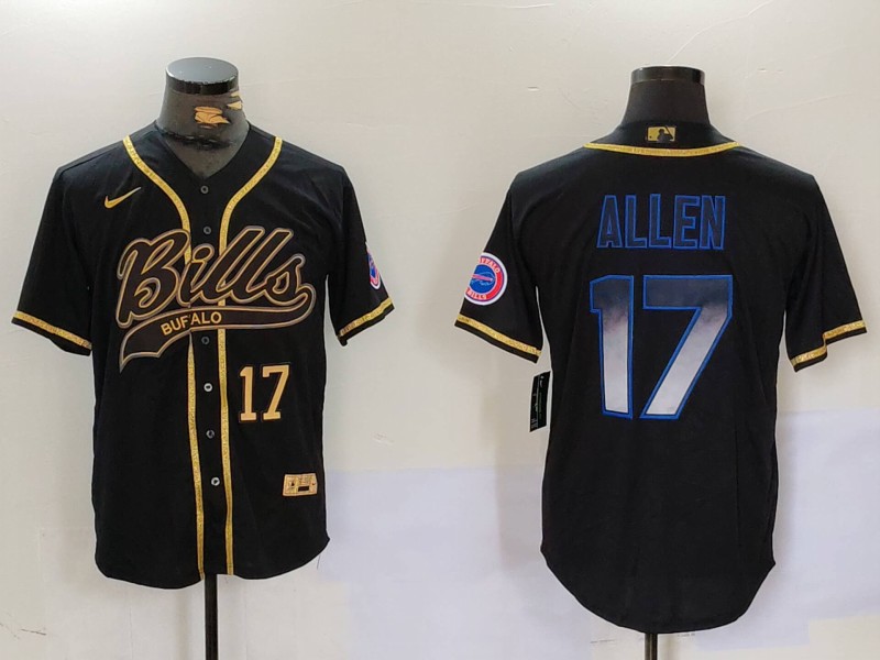 Men Buffalo Bills 17 Allen Black Joint Name 2024 Nike Limited NFL Jersey style 9104